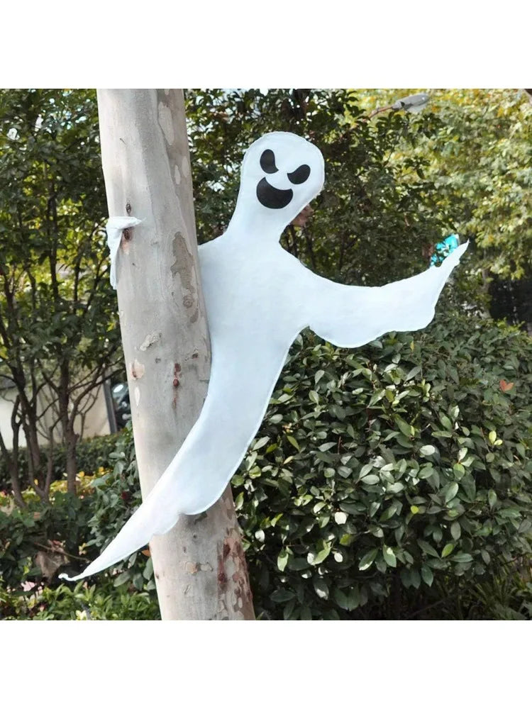 53''Halloween Bendable Tree Wrap Ghost Decoration for Halloween Outdoor Lawn Tree Pilar Decorations Ghost Party Supplies Photobooth Props