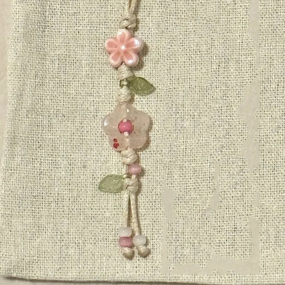 Cute Star Flower Phone Charm Ceramic Beaded Phone Lanyard Pastel Colors For Girl Bag Camera Pendant Anti-Lost Strap