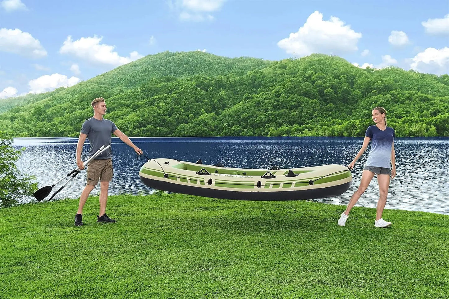 Inflatable Raft Set for 3 Adults, 9.8ft, Heavy-Duty PVC, Includes Oars & Carry Bag