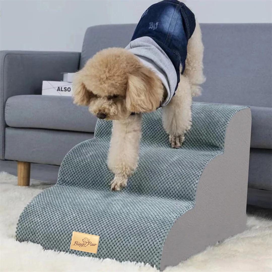 BINGOPOW Pet Dog Stairs High-Density Sponge Foam Dog Steps for Sofa Couch with Washable Cover for Puppies