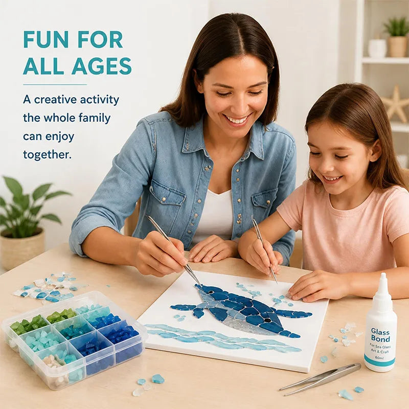 DIY Sea Glass Mosaic Kit for Handmade Ocean Inspired Art