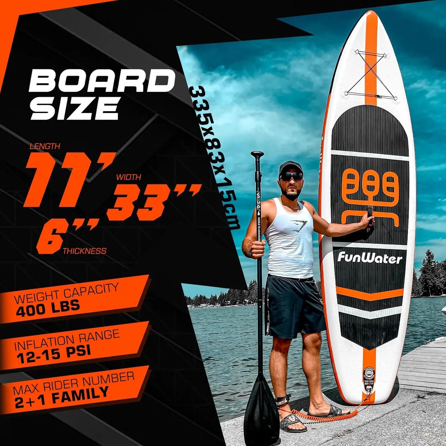 Ultra-Light Inflatable Paddle Board for Adults & Youth, 11'x33"x6", 400lbs Capacity with Accessories