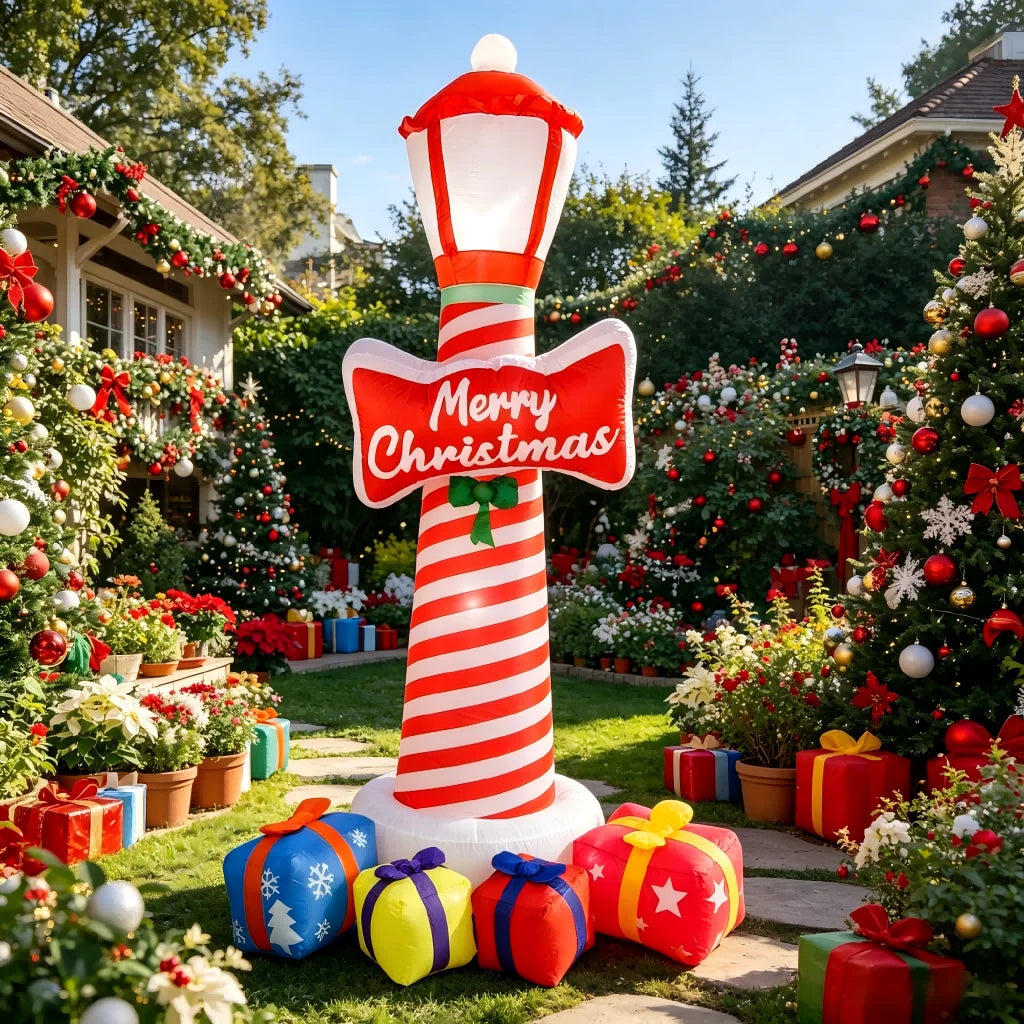 8.2FT Christmas Inflatable Lighthouse Blow Ups Yard Decor with Built-in LED Lights,