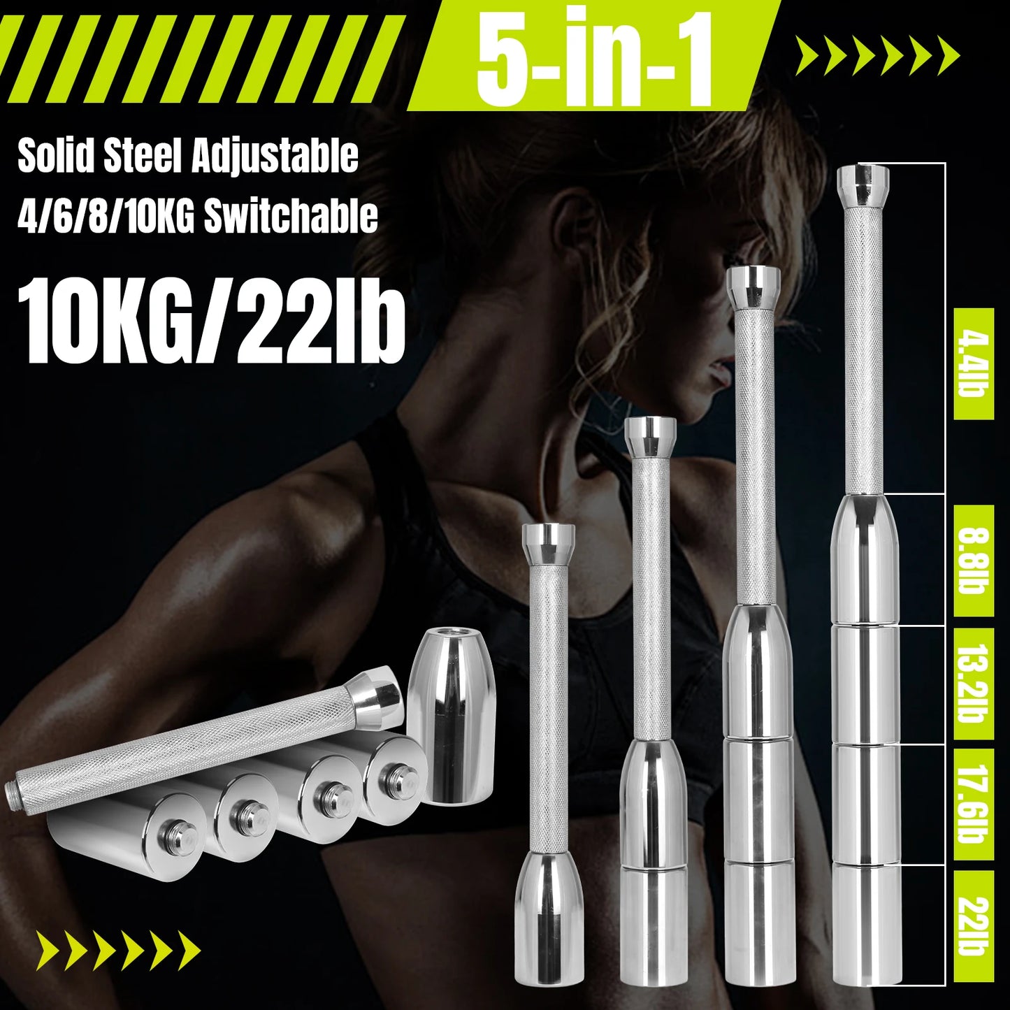 Weighted Hammer Barbell Multi-Purpose Solid Pure Steel Barbell Wear Resist for Exercise Grips & Forearms Workouts