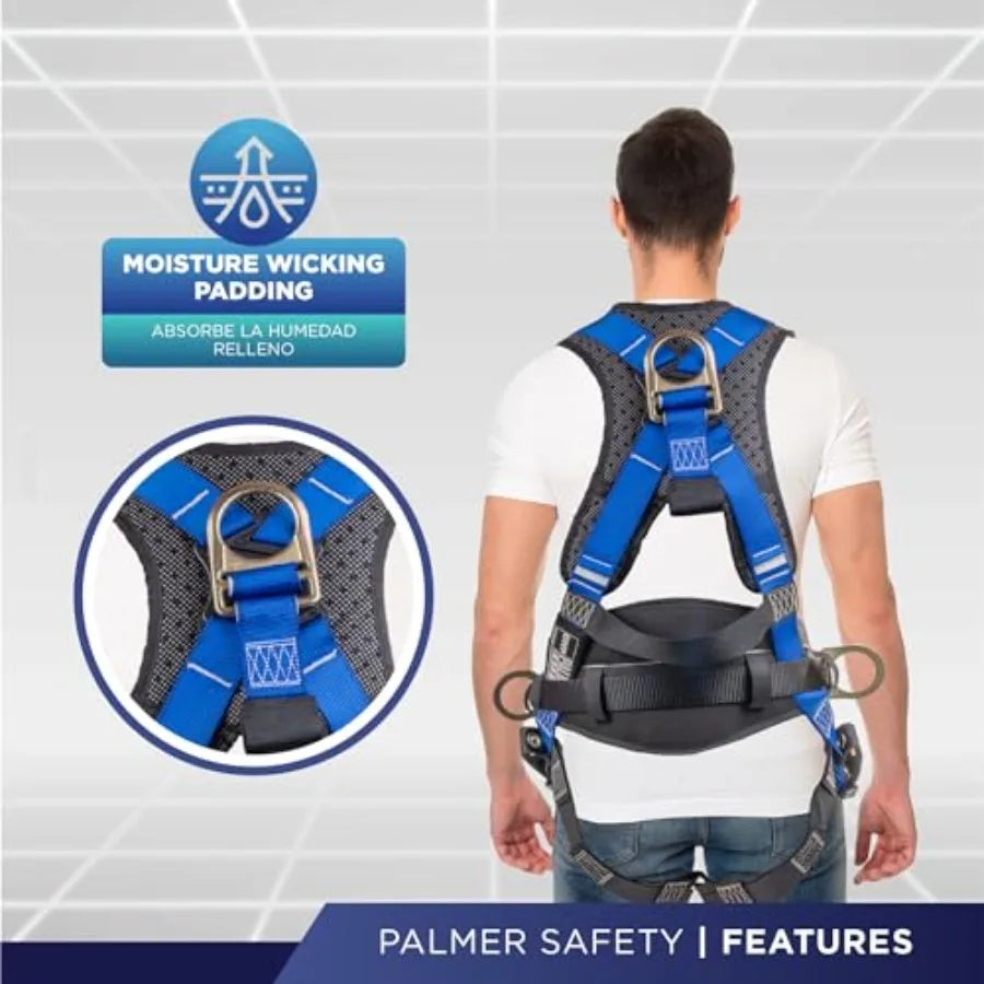 Hammerhead 5pt Safety Harness Back Padded, QCB Chest, Tongue Buckel Legs Straps, Back Side D-Rings