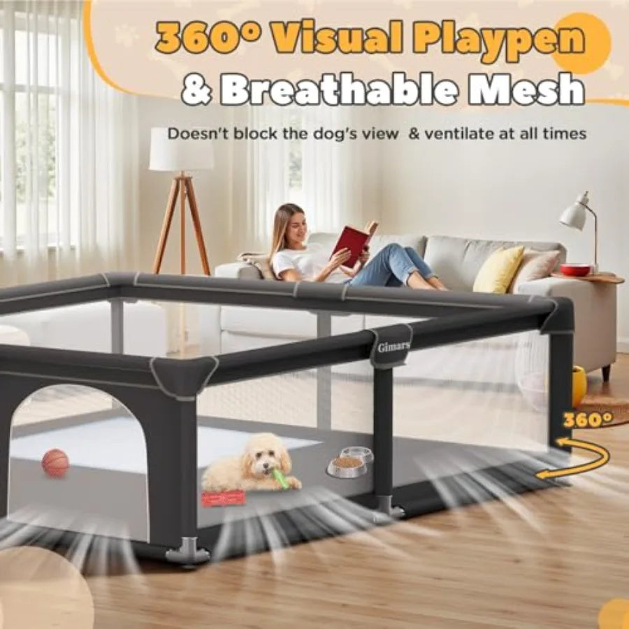 71x59x26 Inches Puppy Playpen with Gate Dog Playpen for Puppies or Small Dogs Sturdy Safety Dog Fence Pet Playpen with Thickene