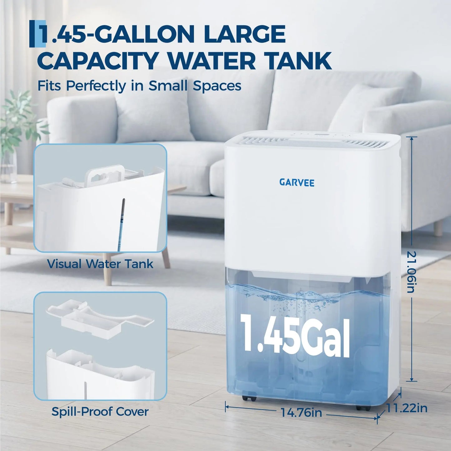 Portable 35 Pint Dehumidifier For Home Basement Bathroom, Up To 4,500 Sq Ft, Quiet Compact Unit With Reusable Filter