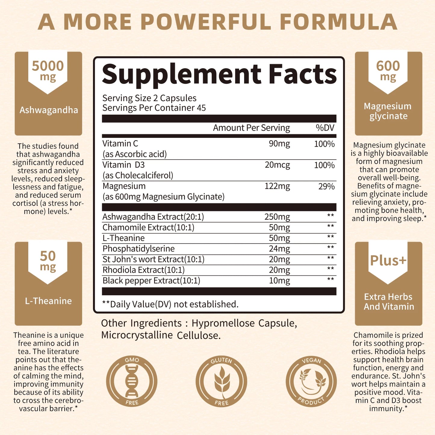 Beworths Cortisol Capsules With Magnesium Ashwagandha For Cognitive Support