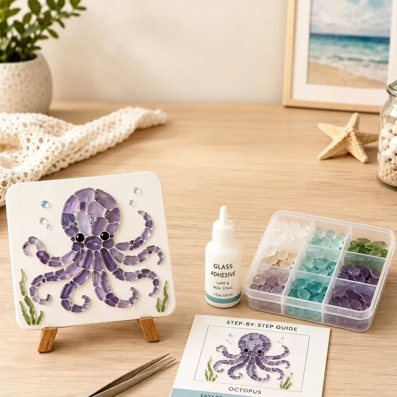 DIY Sea Glass Mosaic Kit for Handmade Ocean Inspired Art