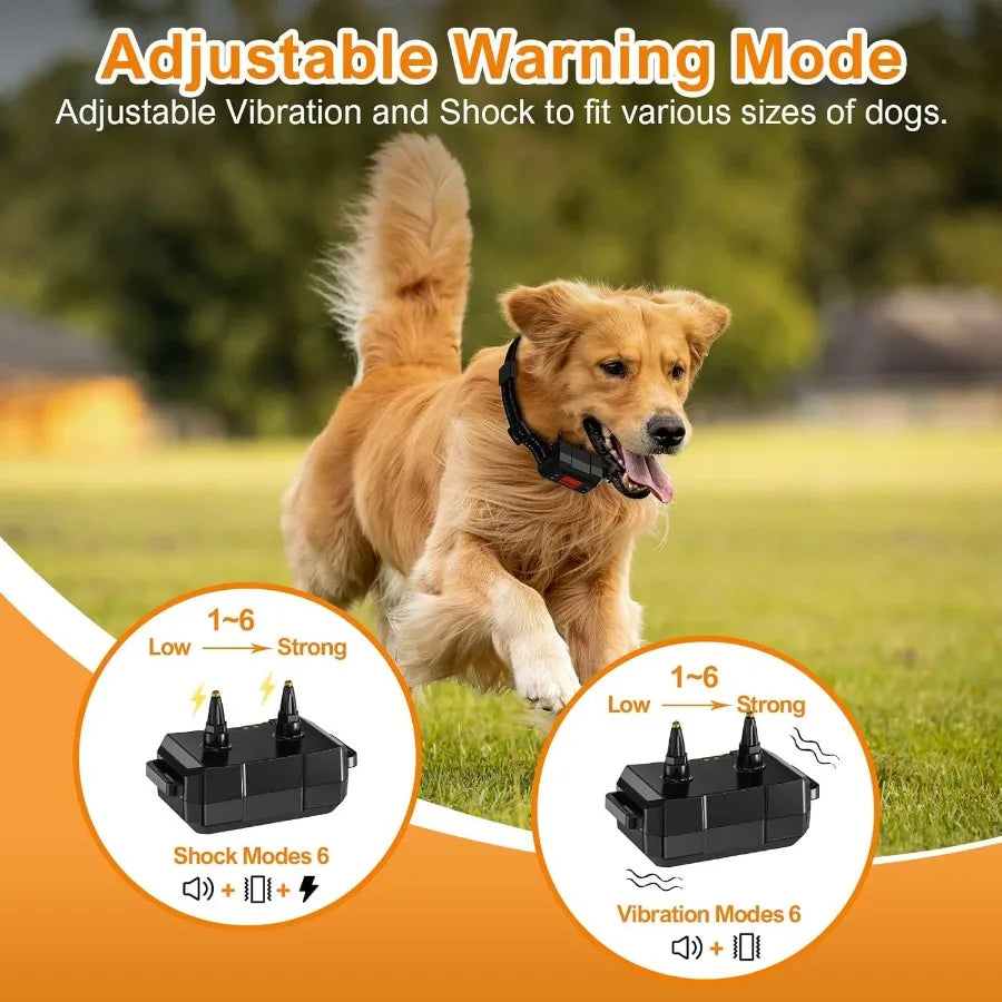 GPS Wireless Dog Fence with GPS Waterproof Pet Containment System Range 992997FT Adjustable Strength for Outdoor Dogs Harmless