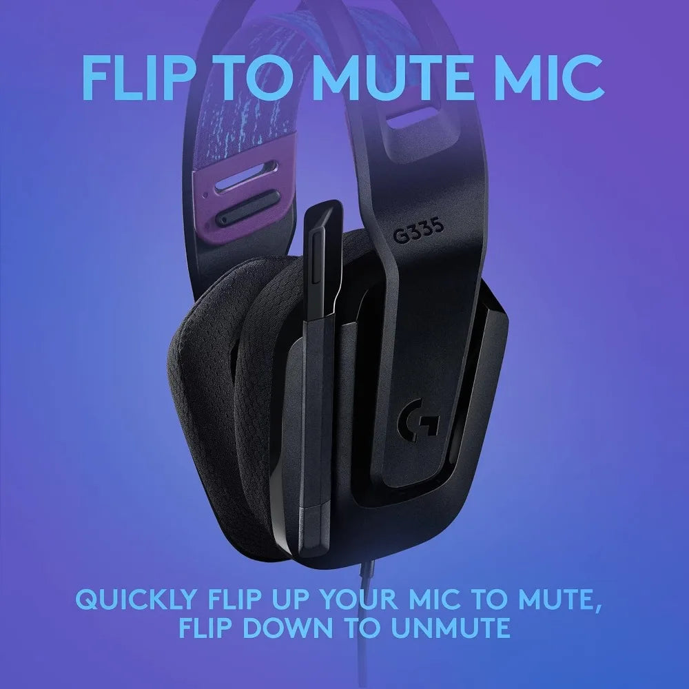 Gaming Headset, Mute Mic, 3.5mm Jack, Foam Earpads, Lightweight, Multi-System Compatible - Black