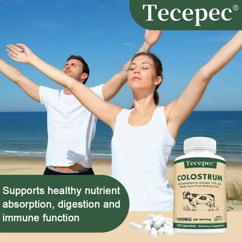Colostrum 1000mg Capsules - Promotes Gut Health, Improves Athletic Performance, and Maintains Healthy Iron Levels - 120 Capsules