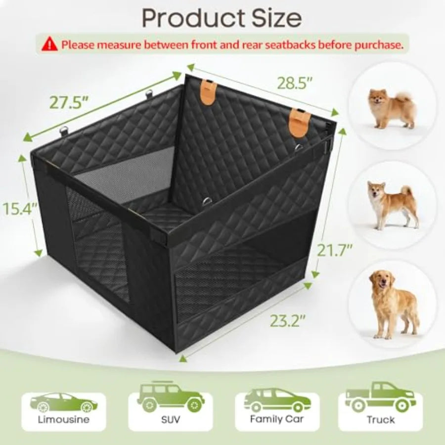Dog Car Seat for Large Medium Dogs, Back Seat Extender for Pets with Hard Bottom, Strong Support Waterproof Dog Seat Cover with