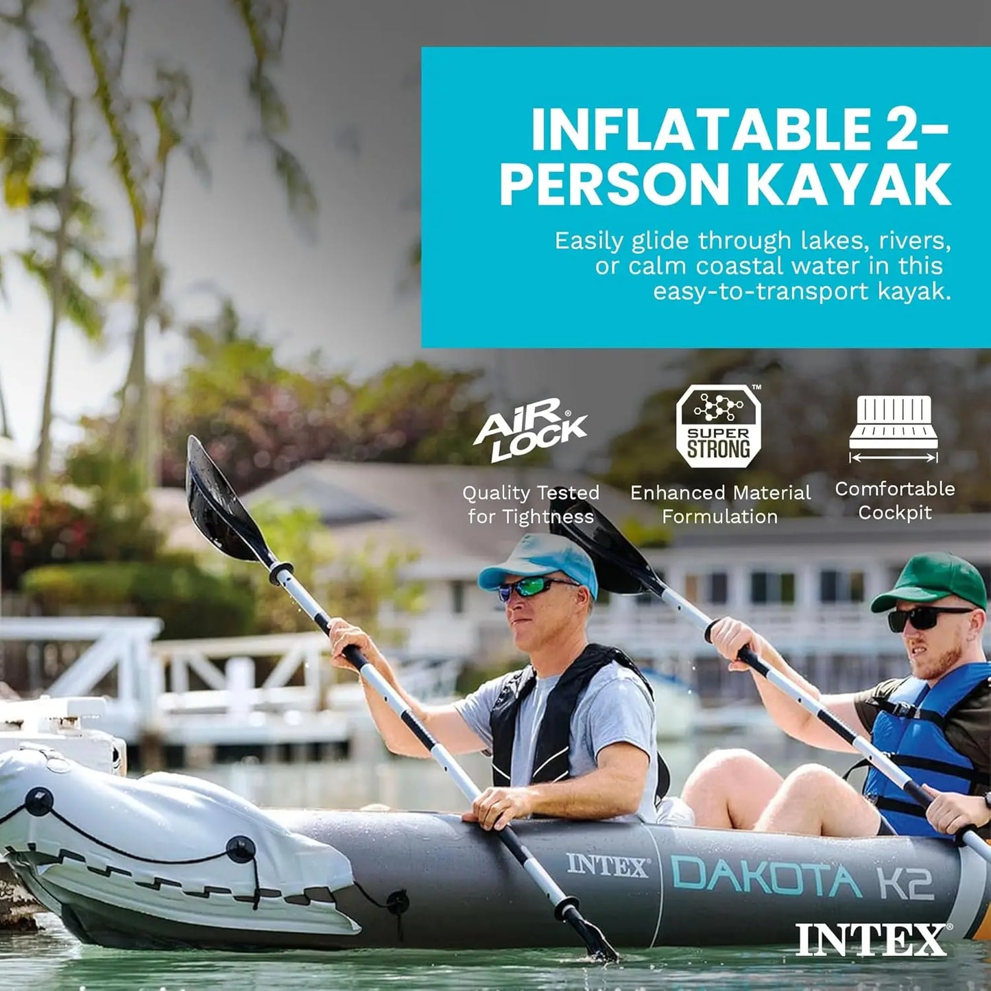2-Person Inflatable Kayak Set, 10.25ft, 400lb Capacity with Oars & Pump