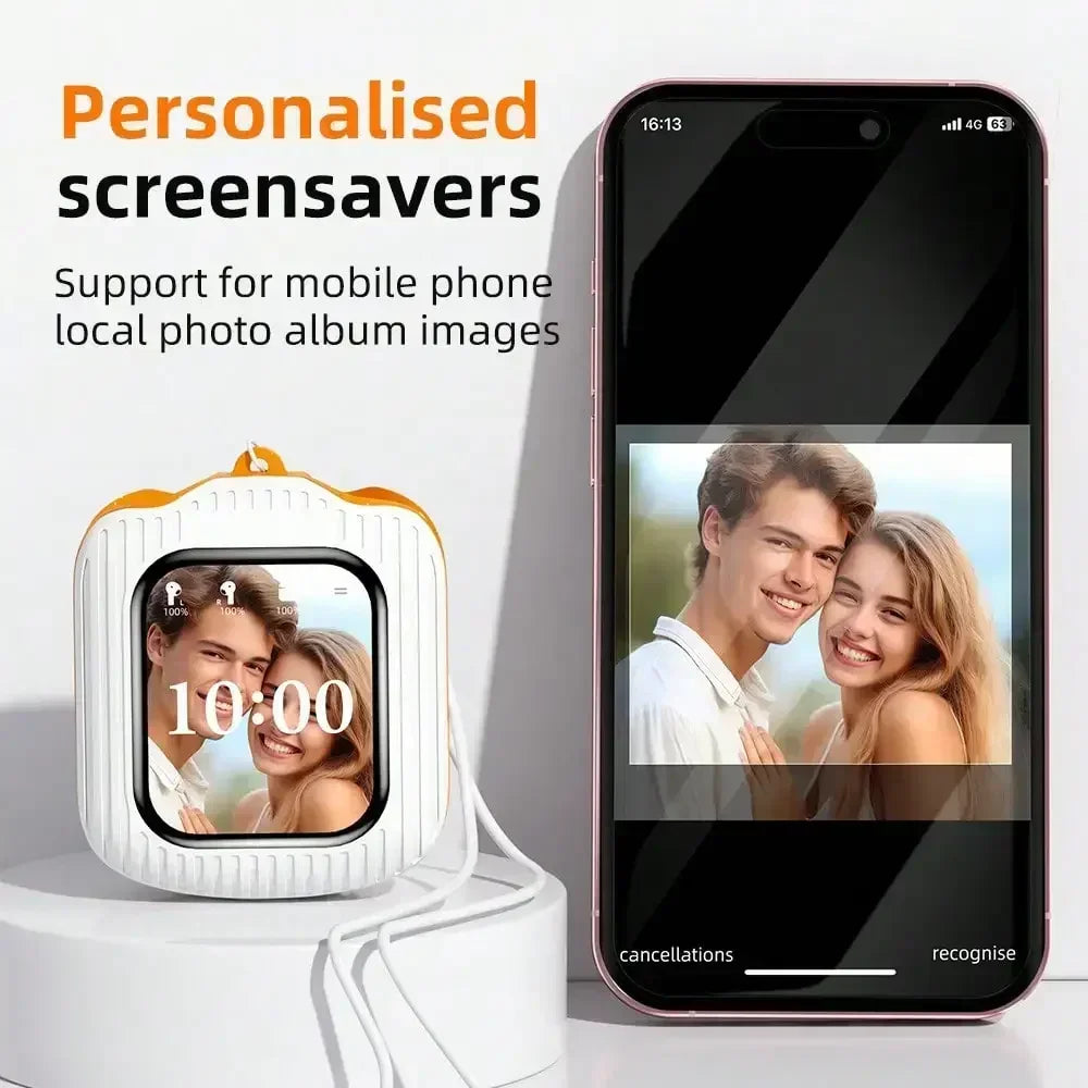 Intelligent wireless touch screen multifunctional earphones ENC noise cancelling Bluetooth earphones can be plugged into TF card