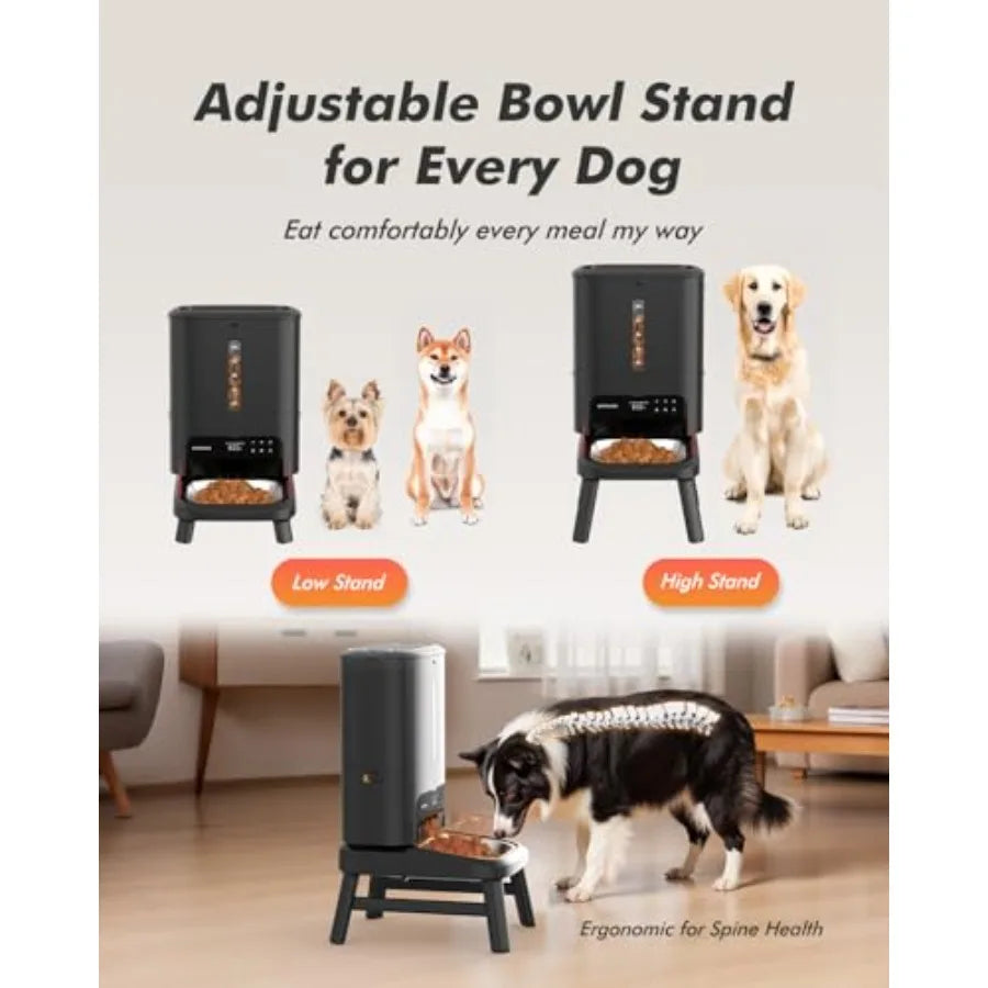 Automatic Dog Feeder for Large Breed - 15L/ 63 Cups Anti-Clog Dog Food Dispenser for 2-23mm Kibble Elevated Stand Large Food Tr