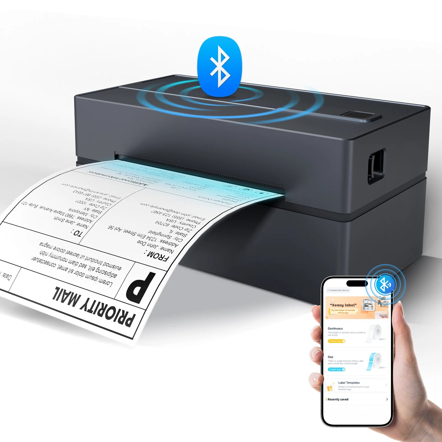 Bluetooth Thermal Printer Wireless High Speed 203DPI Label Printer 4x6 Mobile Printing For Office Work Home School Travel