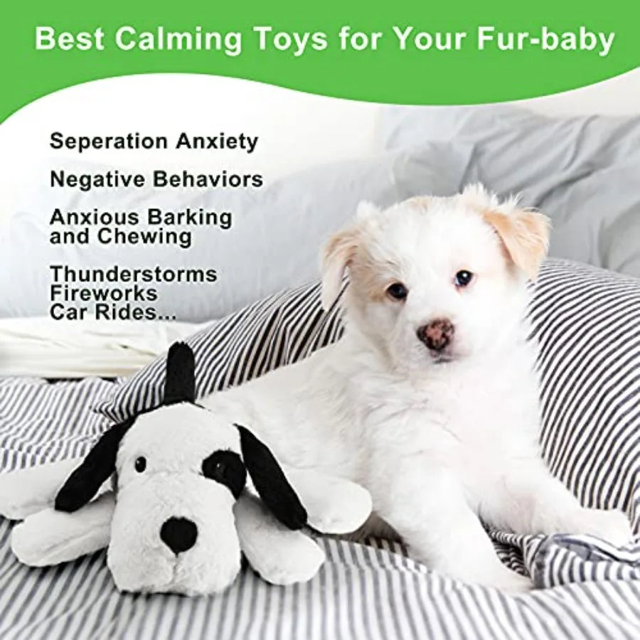 Heartbeat Warm Heat Stuffed Animal for Dog Anxiety Relief Calming Behavioral Aid Sleep Aid Soothe Cuddle Comfort Toy Black and