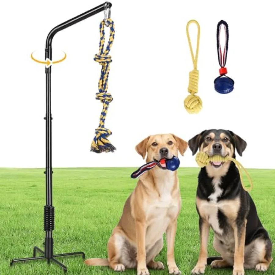 Tether Outdoor Dog Rope Toy with Strengthen Spring Pole 3 Kinds Dog Tug of War Toys for Self Play and Interactive in Park Yard