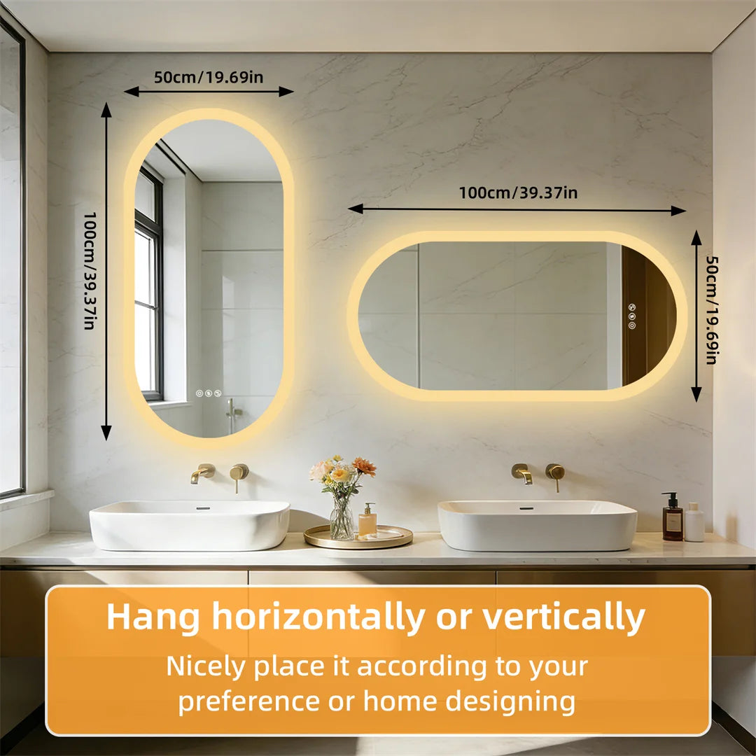 LUVODI Smart Bluetooth Lighted Bathroom Mirror with Dimming Backlit Wall Vanity Anti-Fog Tempered Glass for Sink Dressing