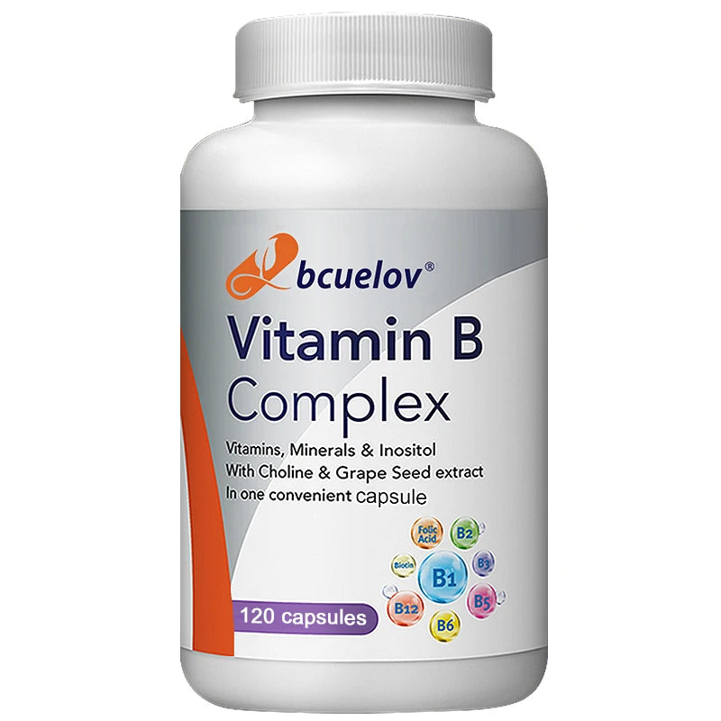 Vitamin B Complex Supplement, with Choline & Grape Seed Extract, Boosts Immunity, Metabolism, Supports Nervous System