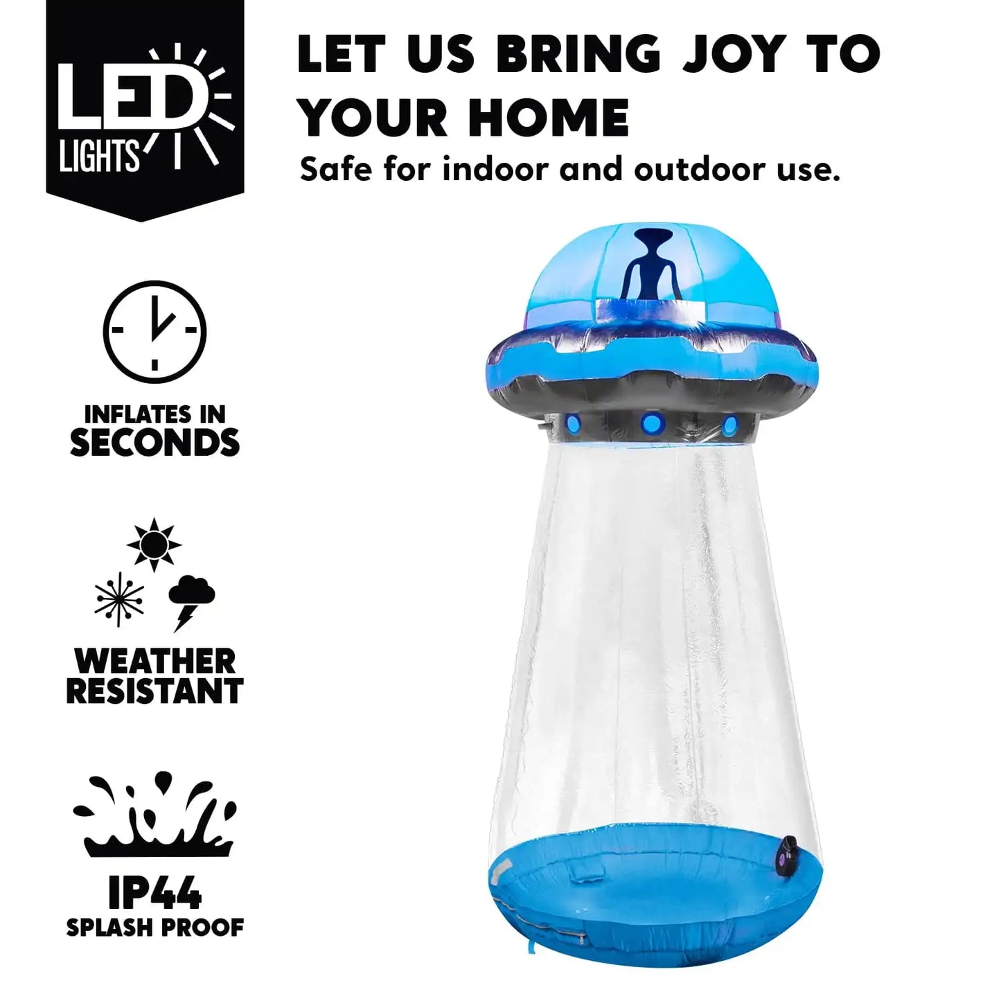 Joyfy Halloween Inflatable 9 ft UFO Alien Decoration for Halloween Decoration with Built-in LED Blow Up Yard Lawn Decoration