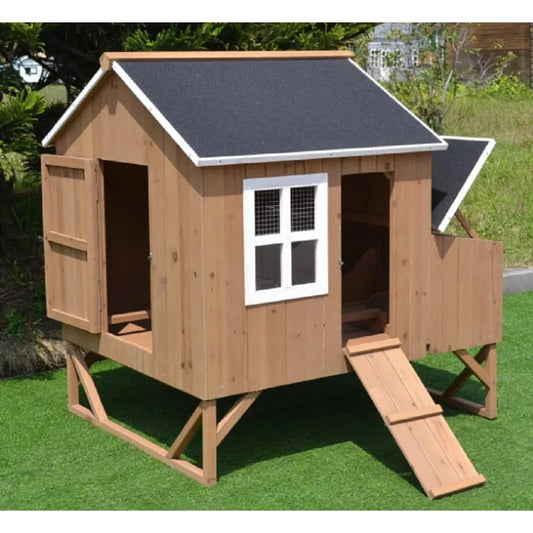 Deluxe Large Wood Chicken Coop Backyard Hen House 4-8 Chickens with 3 Nesting Box