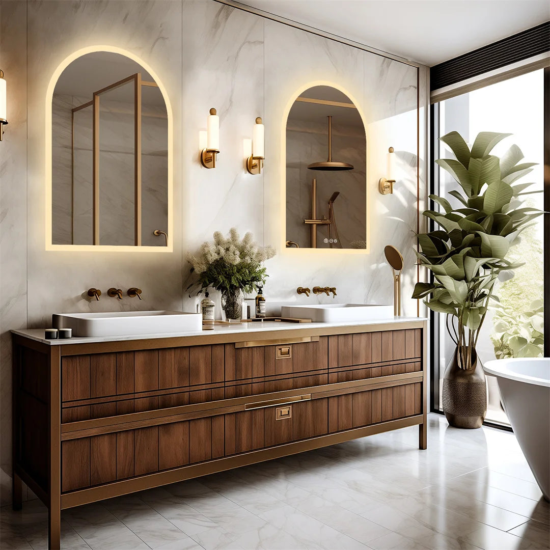 LUVODI 60x90cm Smart Bathroom Mirror LED Backlit Vanity Mirror with Touch Screen,Time And Temperature Display