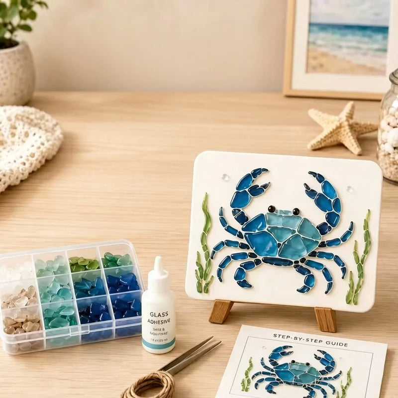 DIY Sea Glass Mosaic Kit for Handmade Ocean Inspired Art