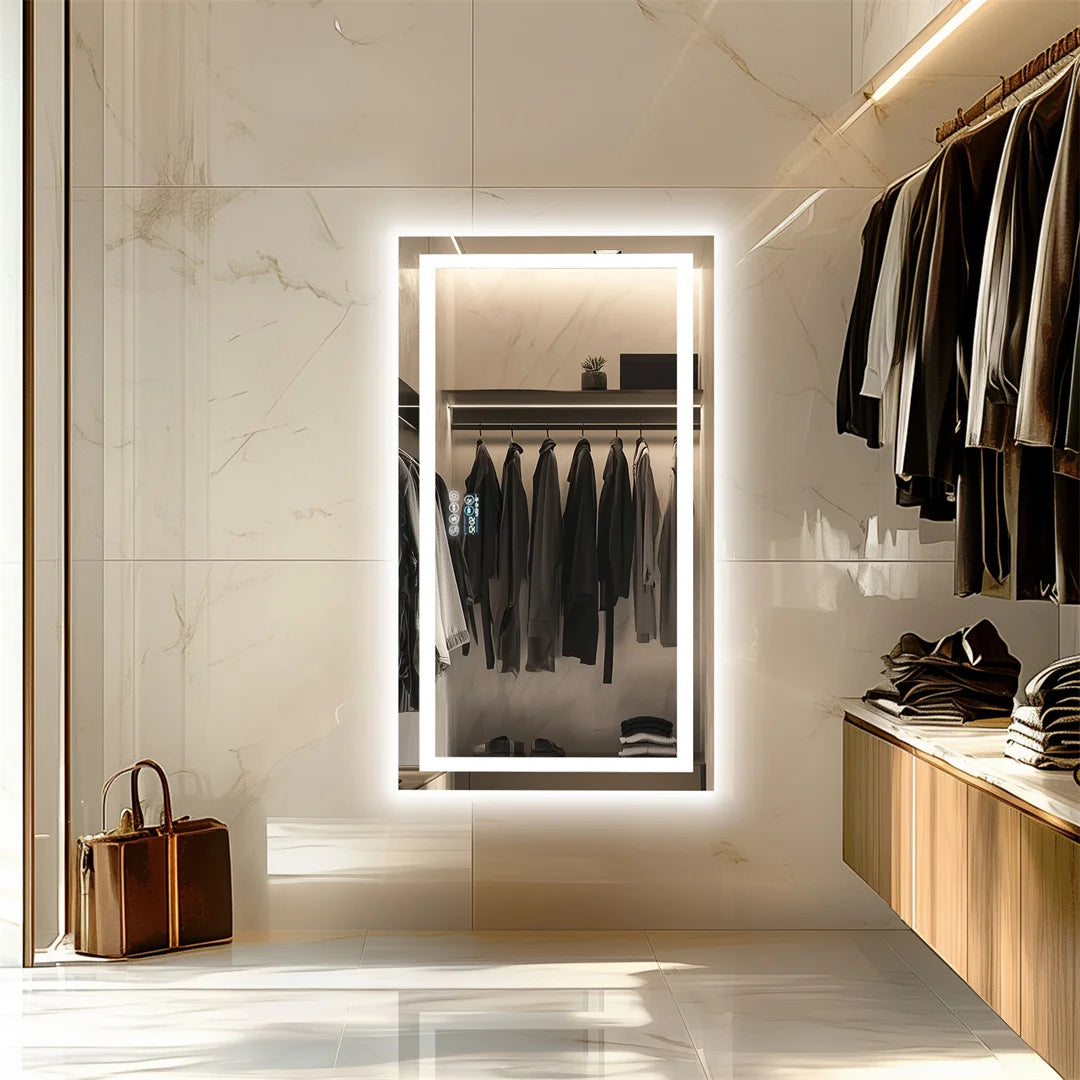 LUVODI Large Illuminate Bluetooth Bathroom Mirror Time Display LED Lighted Full Length Dressing Mirror