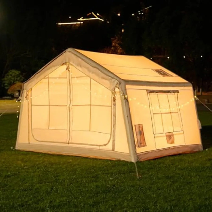 4-6 Person Inflatable Camping Tent, Easy Setup Blow Up Tent with Hand Pump,PU3000mm Waterproof Breathable 4 Season Glamping Tent