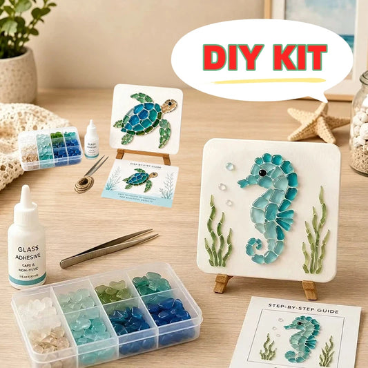 DIY Sea Glass Mosaic Kit for Handmade Ocean Inspired Art