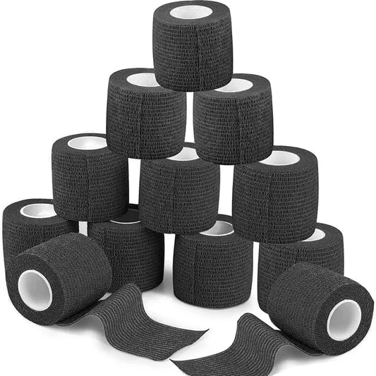 24 Pack Self Adhesive Bandages Sports Wrap 2" Black Breathable Athletic Elastic Cohesive Bandage for Sports Vet Wrap Sports Tape