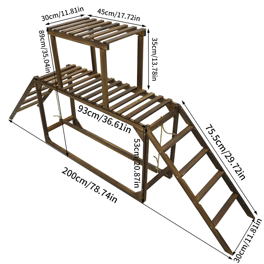 Pine Wood Chicken Perch Swing with Roosting Bars & Climbing Ladder, Activity Play Toy for Healthy Happy Backyard Farm Pets