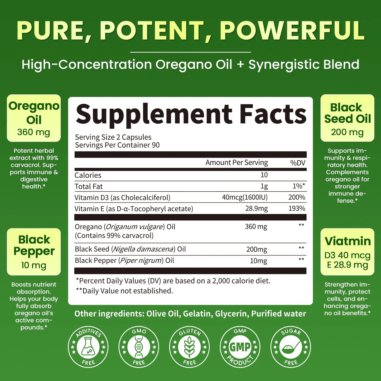 Lukaree Organic Oregano Oil Capsule with Black Seed Oil, Ultra-Concentrated 99%,for Immune, Respiratory,Digestive & Antioxidant