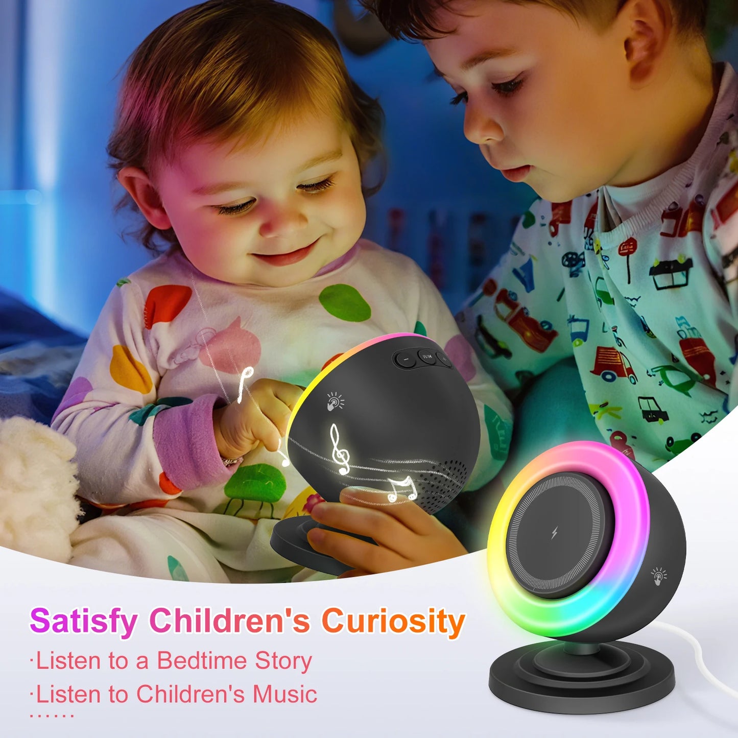 Magnetic Wireless Charger Stand 15W 4 in 1 Light Bluetooth Speaker RGB Colors Fast Charging For Magsafe iPhone 17 16 15  Pro Max
