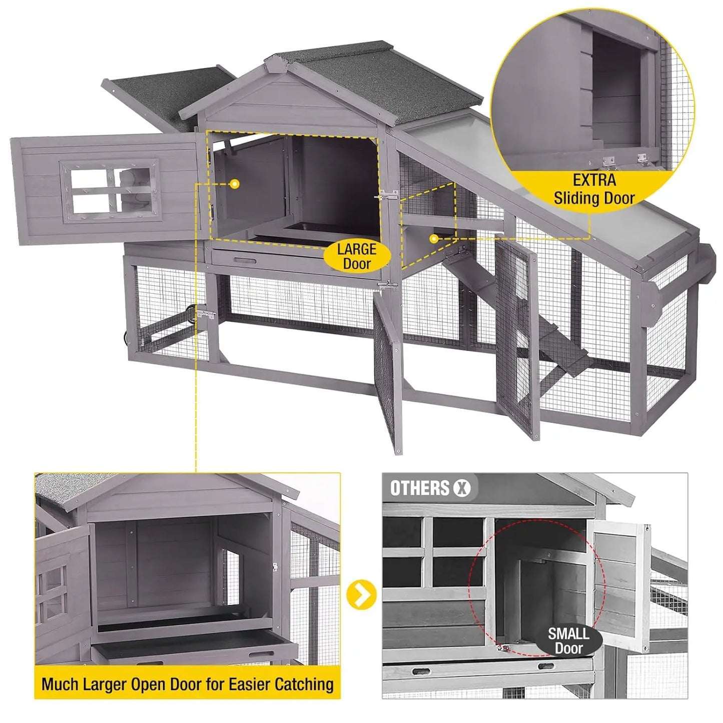 Chicken Coop Mobile Hen Coop, Large Poultry Cage with Wheels Outdoor Backyard Chicken House, Customized