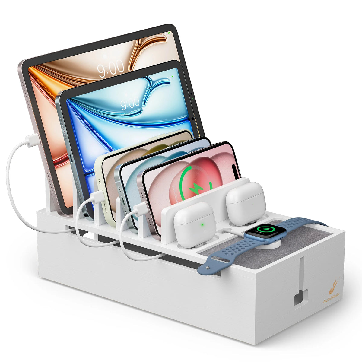Bamboo Charging Station Organizer for Phones and Tablets