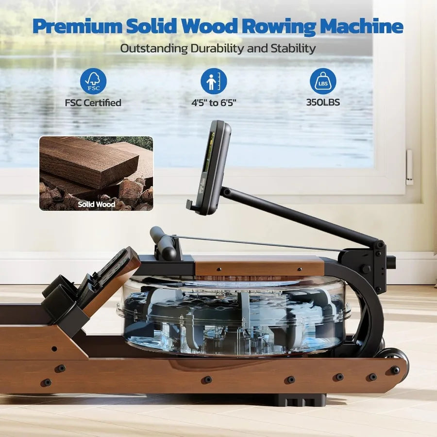 Water Rowing Machines for Home Use, Foldable Row Machine with 400LBS Weight Capacity, Rower Machine with Dedicated LCD Monitor,