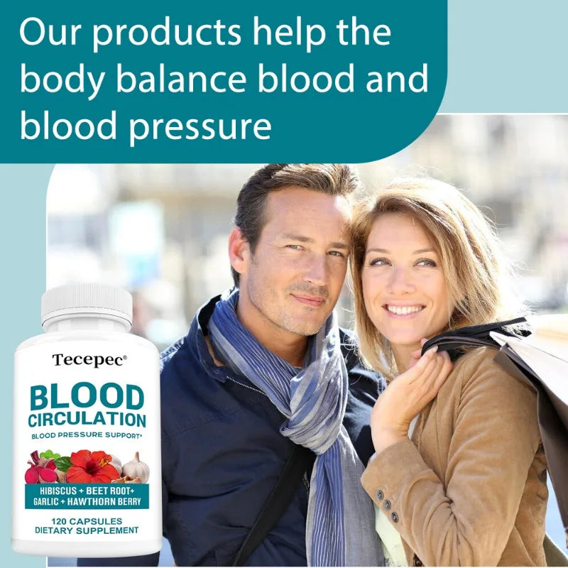 Blood Circulation Capsules - with Hibiscus Extract, Folic Acid and Garlic, Antioxidant, Supports Blood Circulation and Bone Health