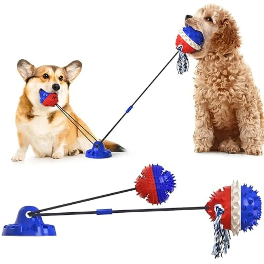 Dog Toy with Suction Cup - Interactive Toys for Large Dogs - Durable Dog Toothbrush and Chew Toy - Puppy Teething Toys - Indest
