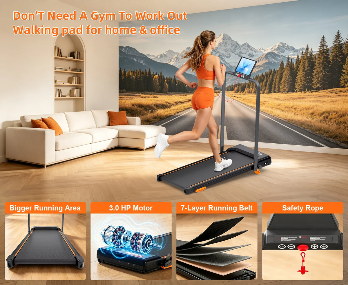 Foldable Home Treadmill with Manual Incline and Quiet Electric Operation