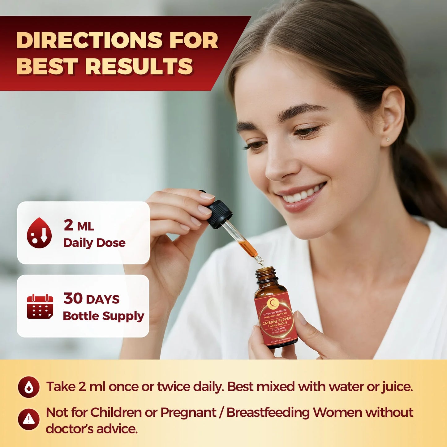 Organic Cayenne Pepper Drops 7-in-1 Complex Turmeric ,Ginseng Garlic Supplement Support Heart Function& Blood Pressure Balance