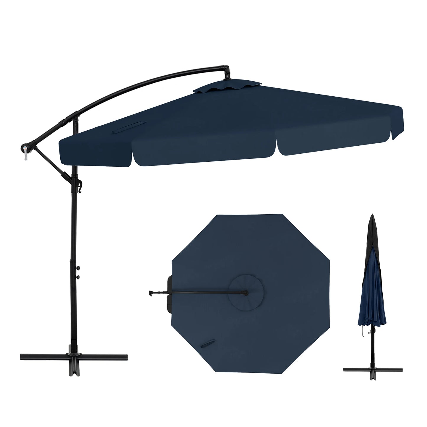 10FT Offset Hanging Umbrella Patio Cantilever Umbrella with Cover