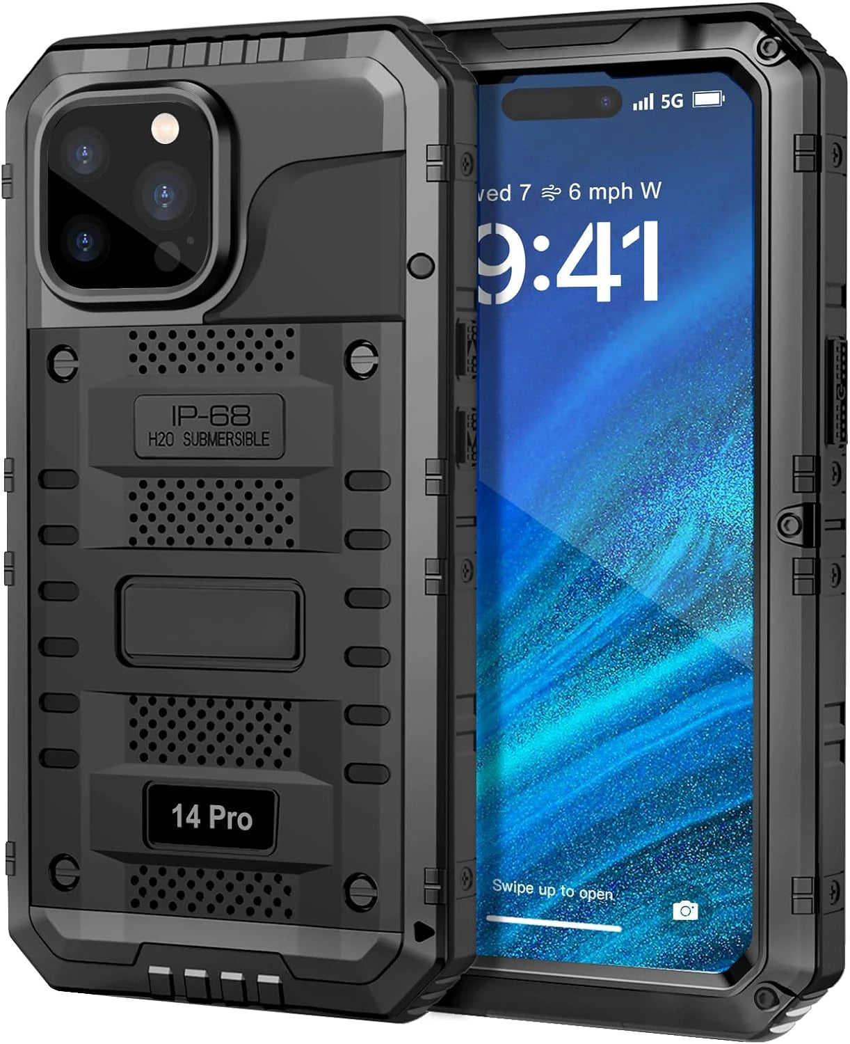 YUKIZOE IP68 Waterproof Rugged Metal Armor Case Screen Protector for iPhone