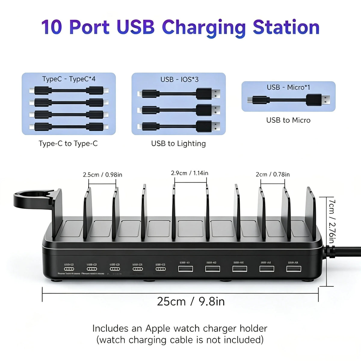 320W Charging Station With Ten Ports for Fast Device Charging