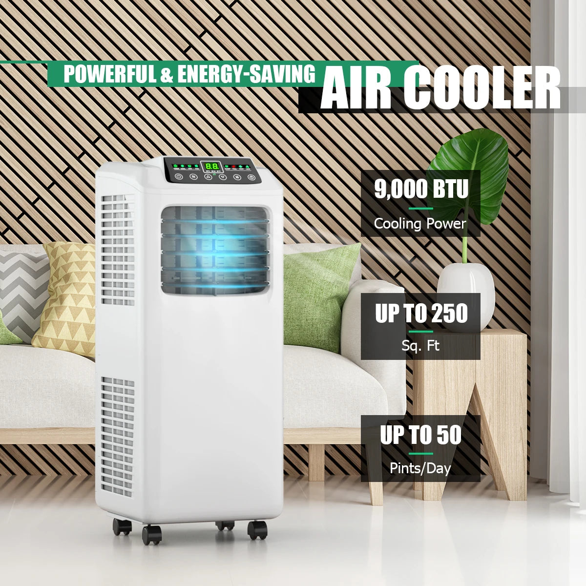 9000 BTU Portable Air Conditioner & Dehumidifier Function Remote w/ Window Kit