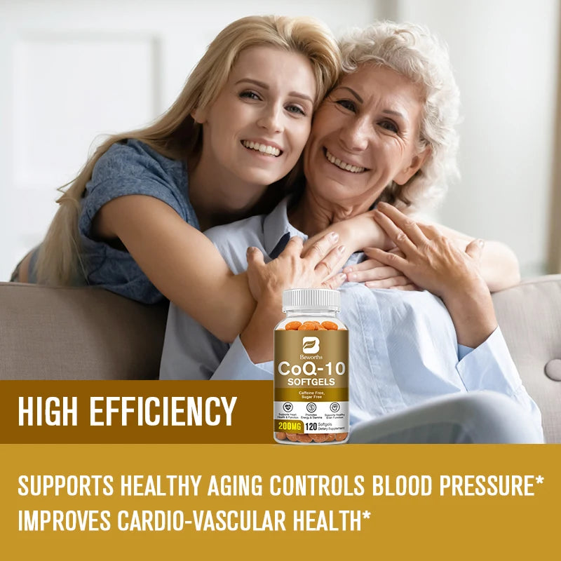 BEWORTHS Coenzyme Q10 Capsules COQ10 Health Supplement for Adult Enhance Heart Function Support Brain and Skin Health