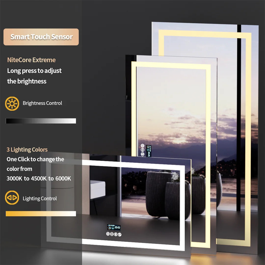 LUVODI Large Illuminate Bluetooth Bathroom Mirror Time Display LED Lighted Full Length Dressing Mirror