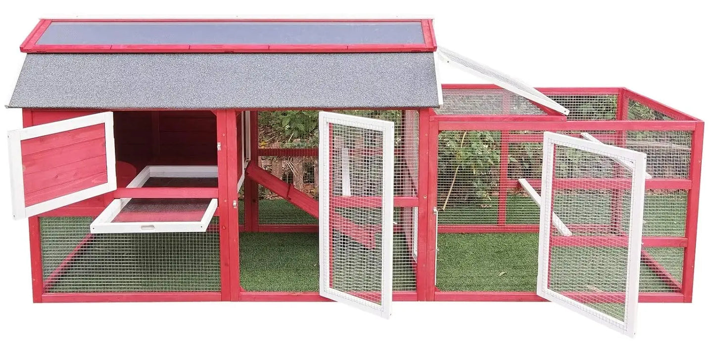 Large 102" Wood Chicken Coop Backyard Hen House Nesting Box & Run & Cleaning Tray New, Customized